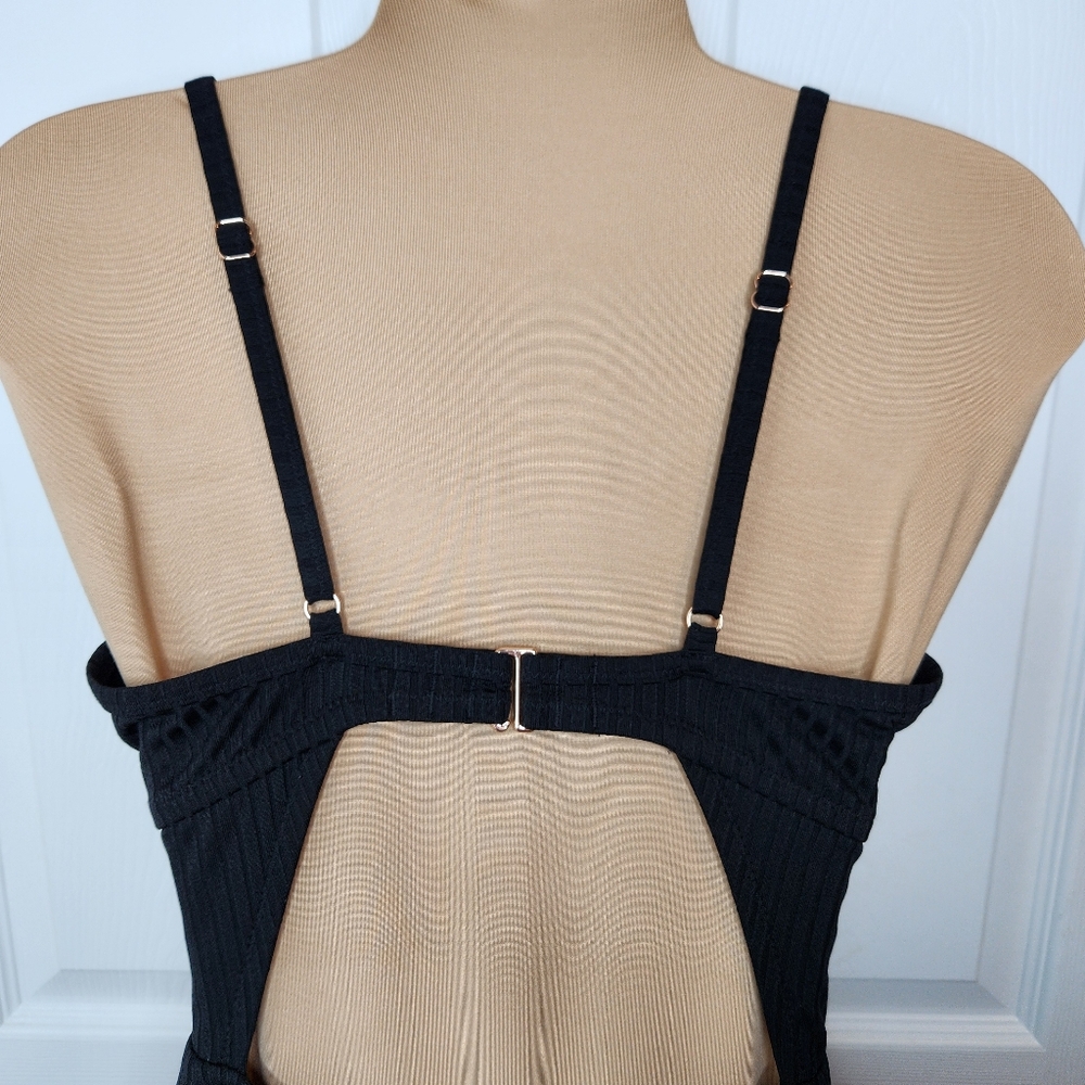 Shade & Shore Light Lift Ribbed Cut Out One Piece Bathing Suit Black 34D NWT - Picture 4 of 10